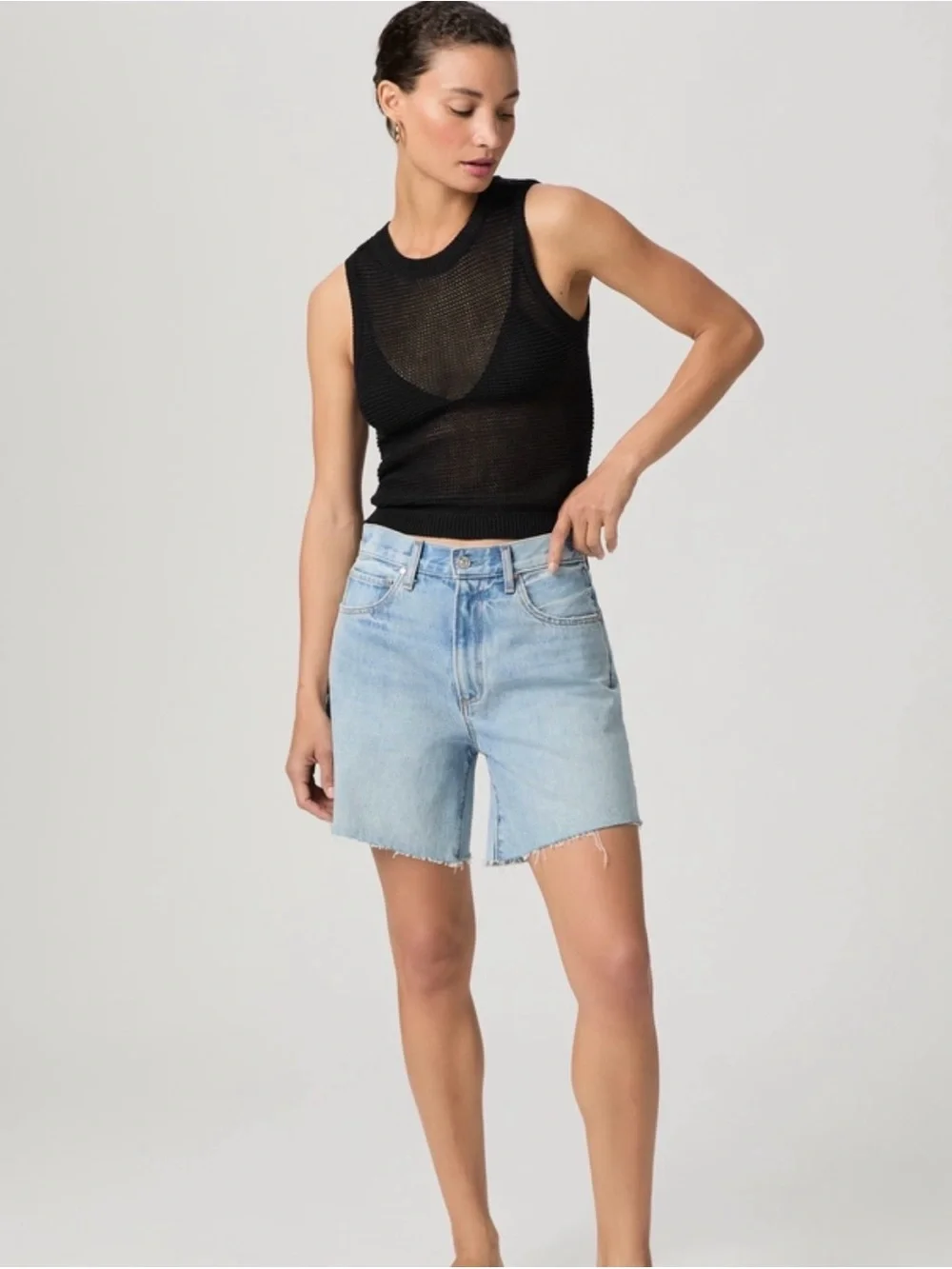 NWT PAIGE Archie Long Denim Shorts Grand Tour Size 29 $179